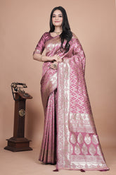 Banarasi silk saree with silver Floral zari work