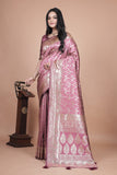 Banarasi silk saree with silver Floral zari work