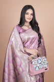 Banarasi silk saree with silver Floral zari work