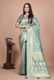 Banarasi silk saree with silver Floral zari work