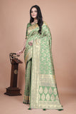 Banarasi silk saree with silver Floral zari work