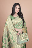 Banarasi silk saree with silver Floral zari work