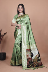 Banarasi silk saree with peacock pallu
