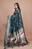 Banarasi silk saree with peacock pallu