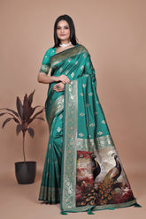 Banarasi silk saree with peacock pallu