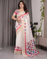 cotton linen saree