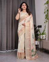 cotton linen saree