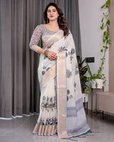 cotton linen saree