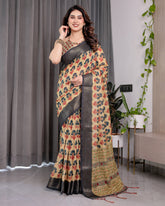 cotton linen saree