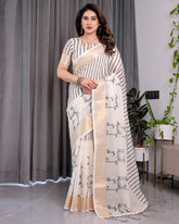 cotton linen saree