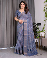 cotton linen saree
