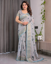 cotton linen saree