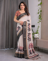 cotton linen saree