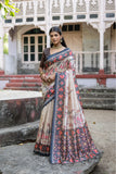 Soft tussar silk patola print saree