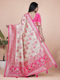 Banarasi silk saree with silver zari weaving