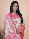 Banarasi silk saree with silver zari weaving