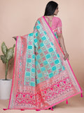 Banarasi silk saree with silver zari weaving