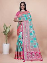 Banarasi silk saree with silver zari weaving