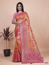 Banarasi silk saree with silver zari weaving
