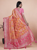 Banarasi silk saree with silver zari weaving