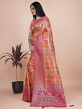 Banarasi silk saree with silver zari weaving