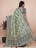 Banarasi silk saree with silver zari weaving