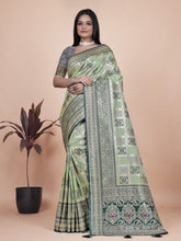Banarasi silk saree with silver zari weaving
