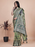 Banarasi silk saree with silver zari weaving