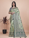 Banarasi silk saree with silver zari weaving