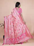 Banarasi silk saree with silver zari weaving