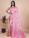 Banarasi silk saree with silver zari weaving