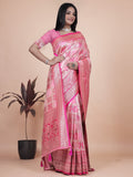 Banarasi silk saree with silver zari weaving