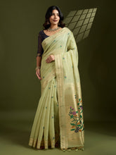 Premium soft muga cotton paithani saree