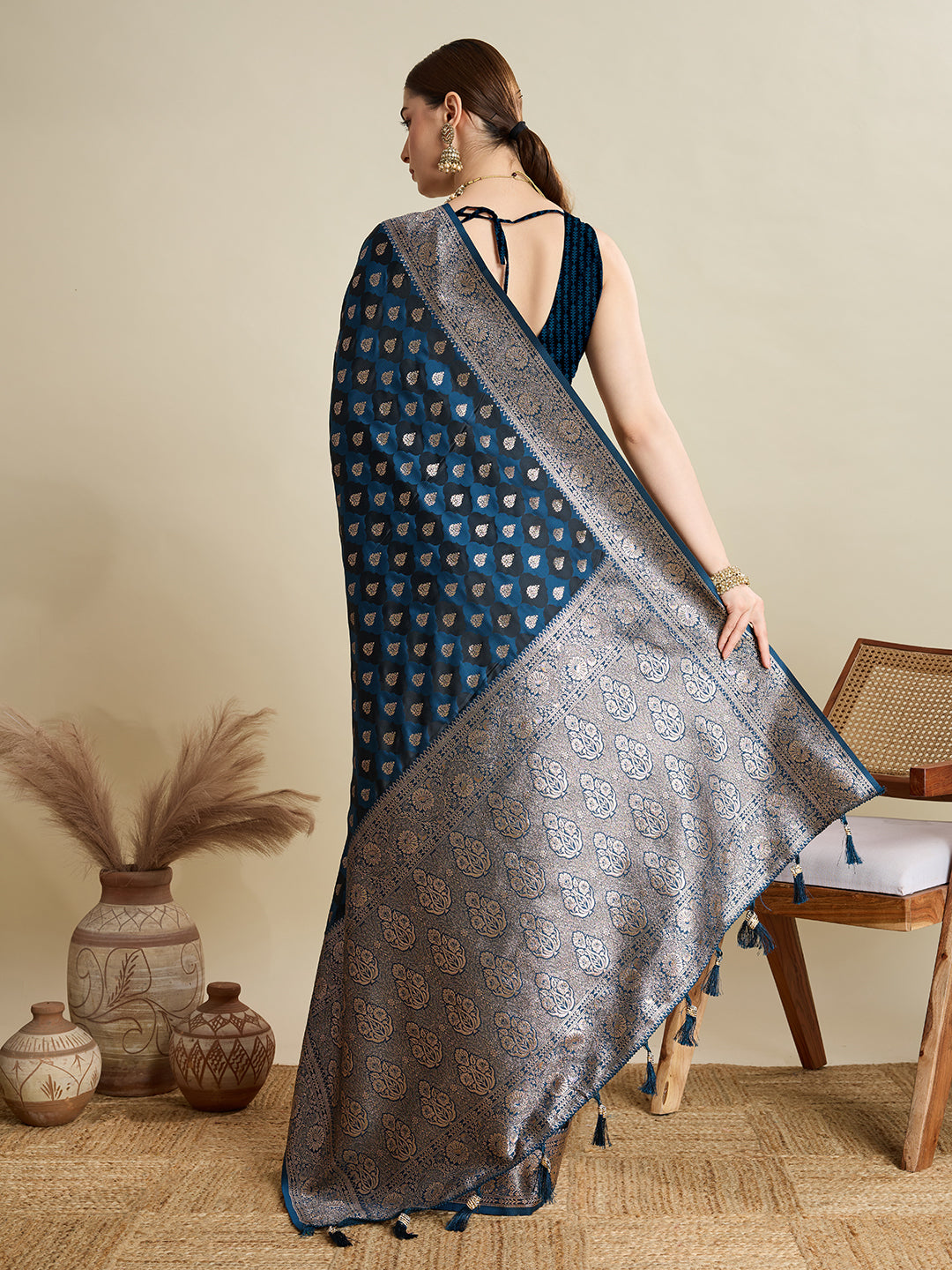 Soft silk zari design  saree