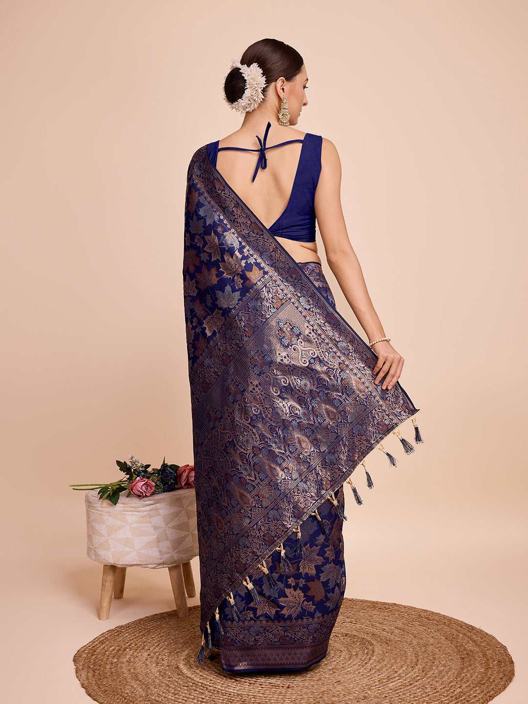 soft silk zari work saree