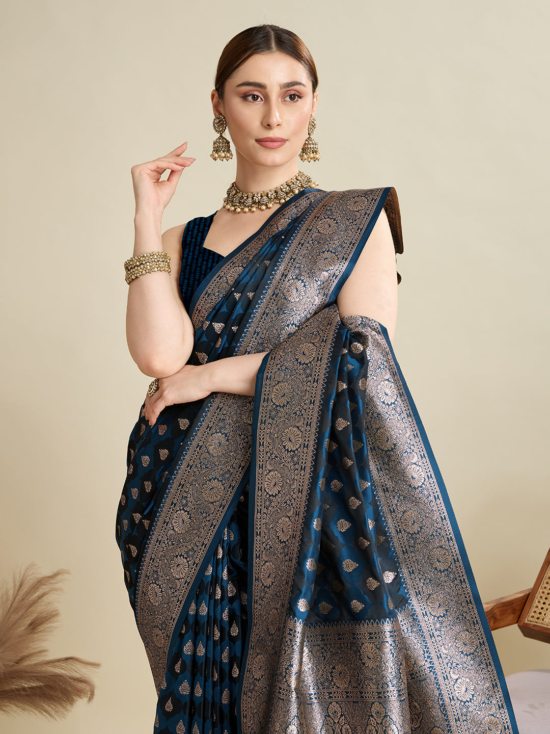 Soft silk zari design  saree