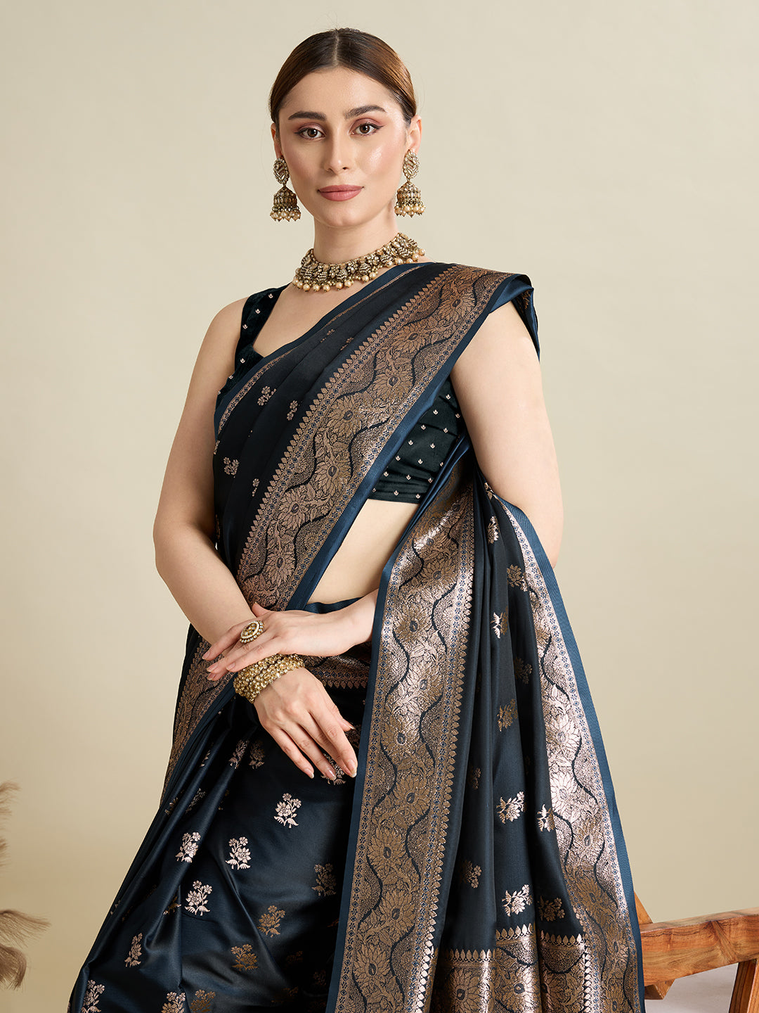 soft silk zari design  saree