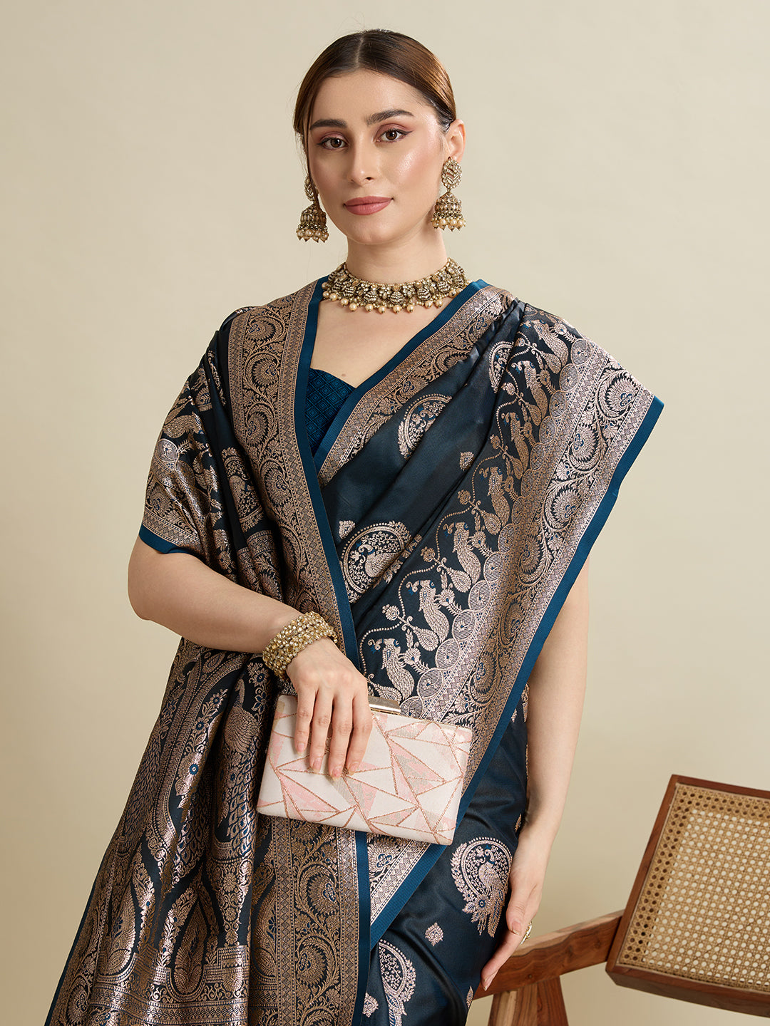 soft silk zari design  saree