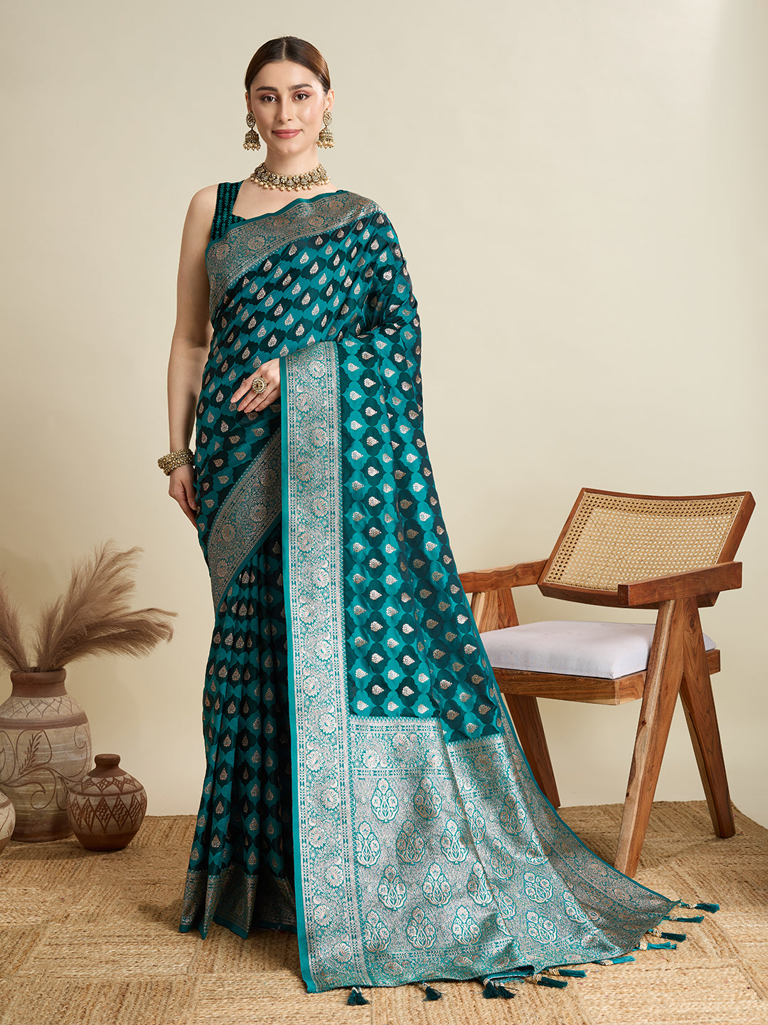 Soft silk zari design  saree