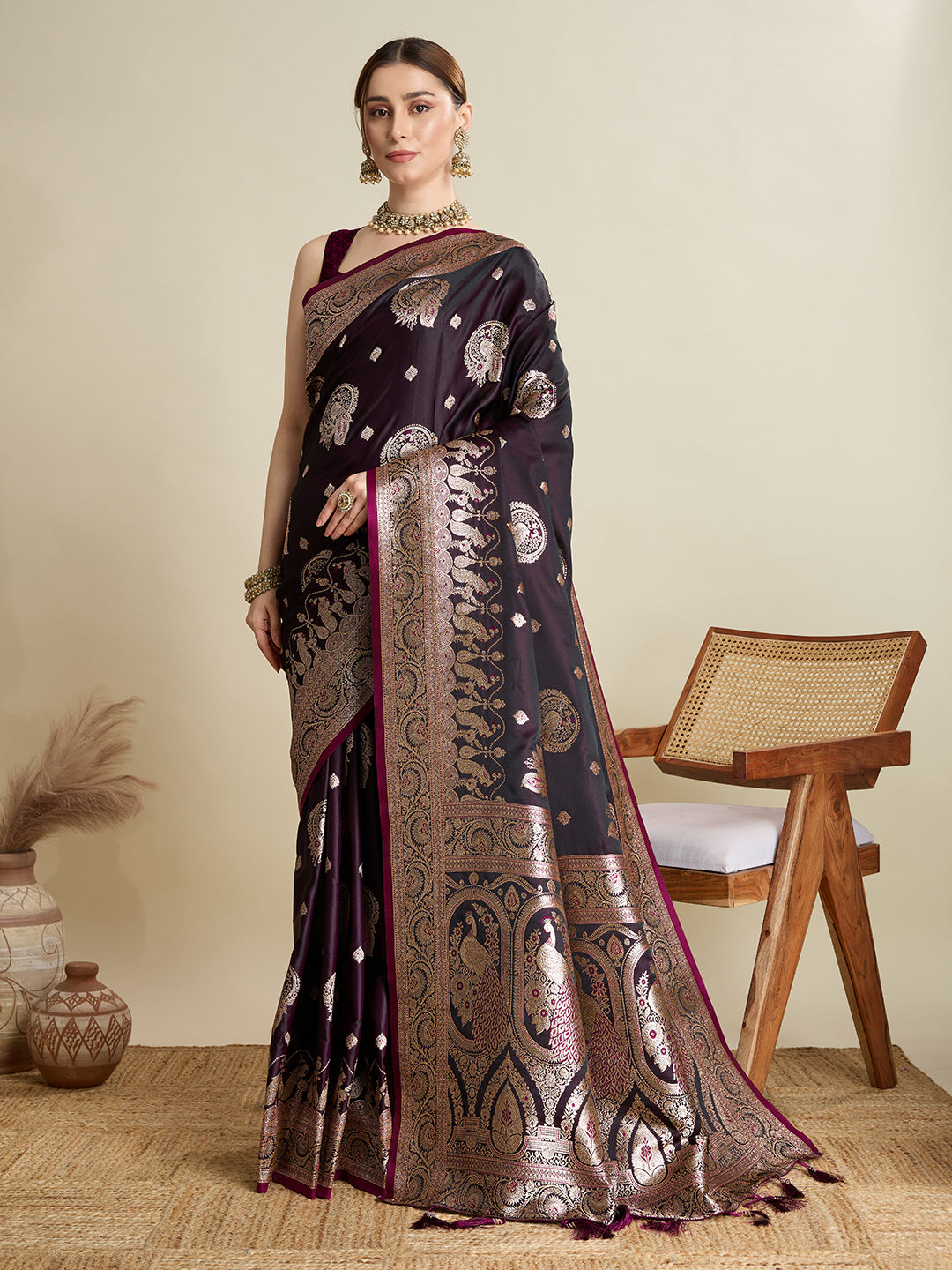 soft silk zari design  saree