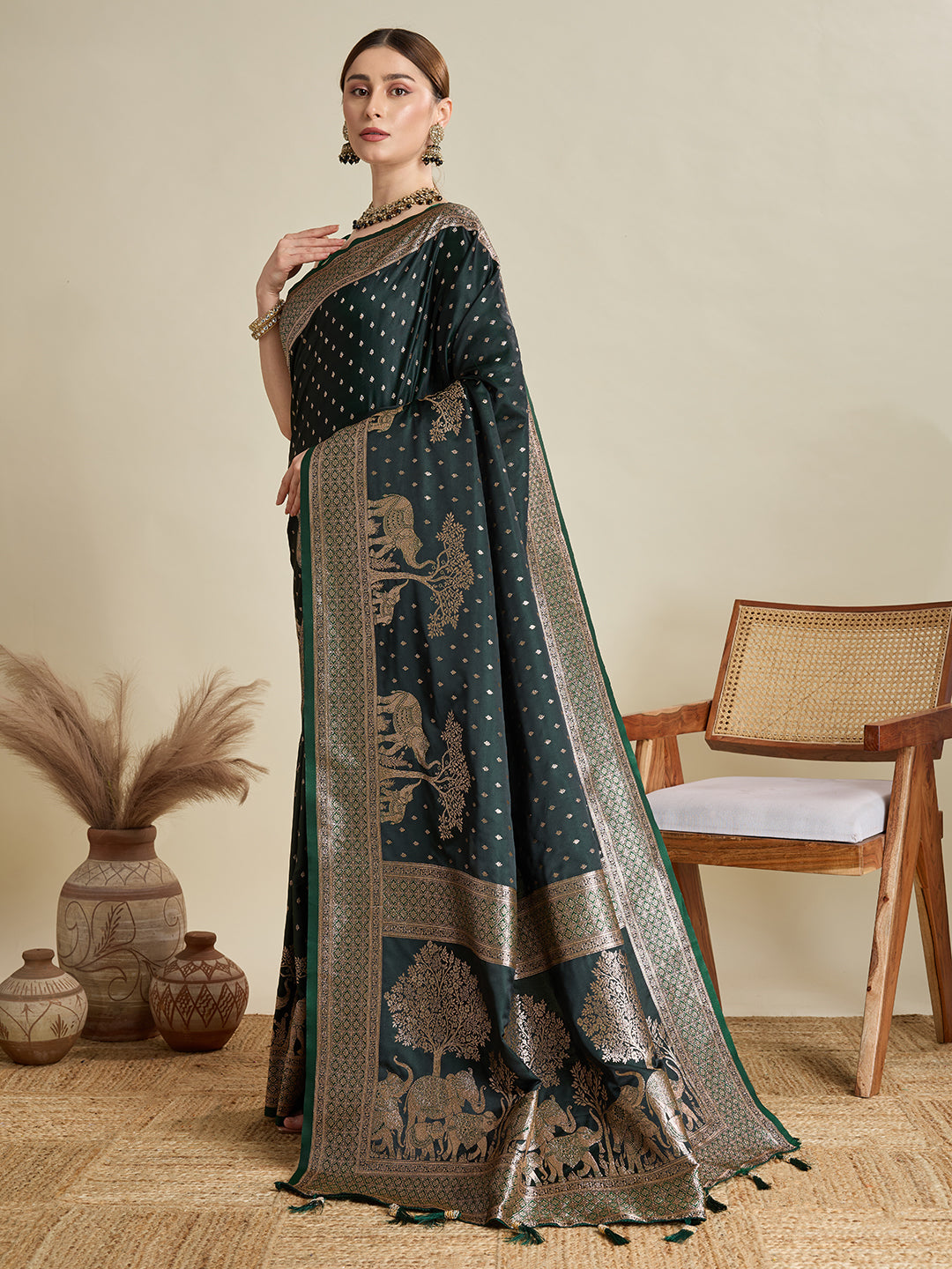 Soft silk zari design  saree