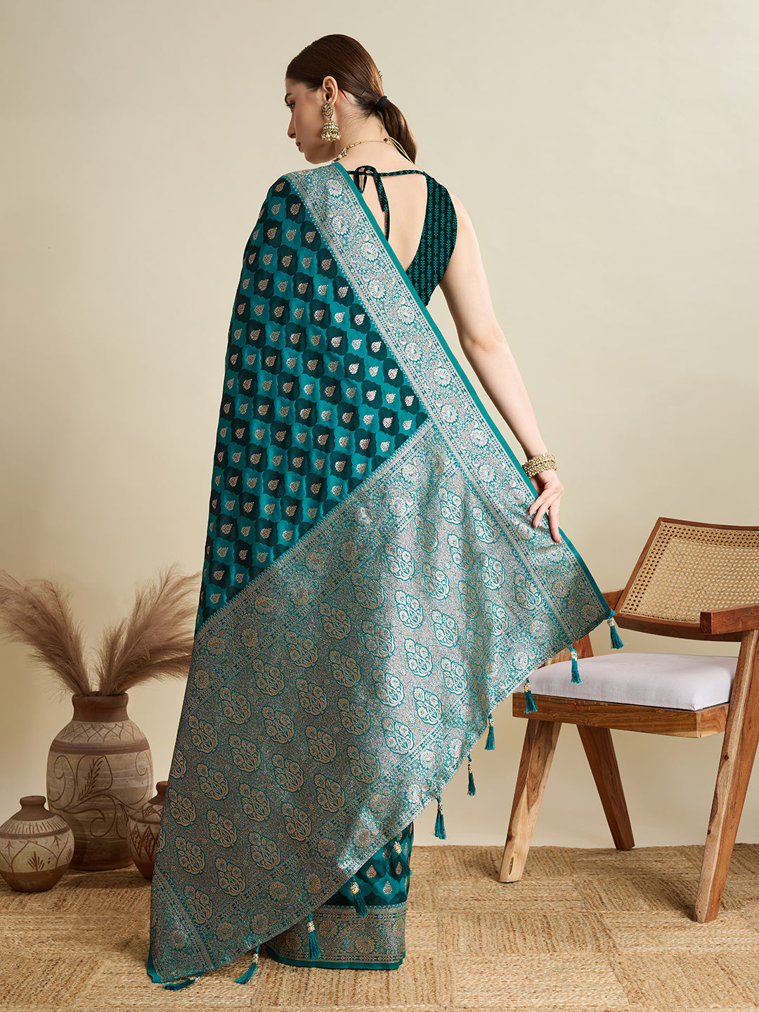 Soft silk zari design  saree