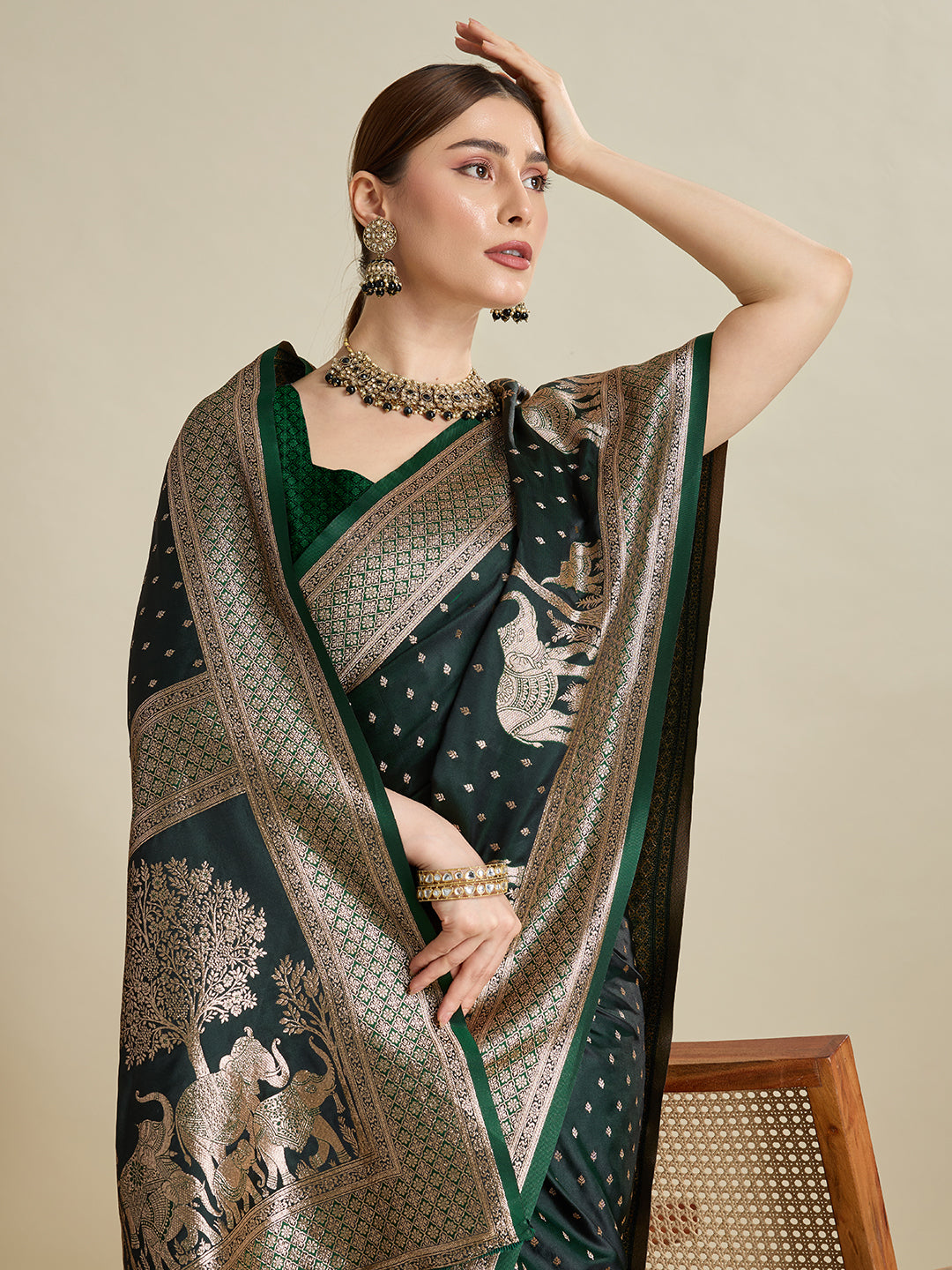 Soft silk zari design  saree