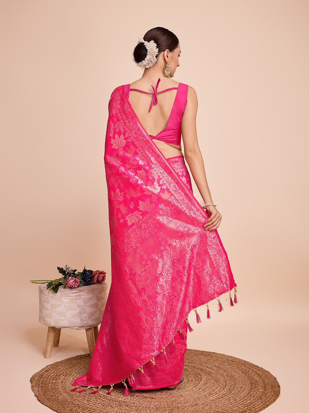 soft silk zari work saree