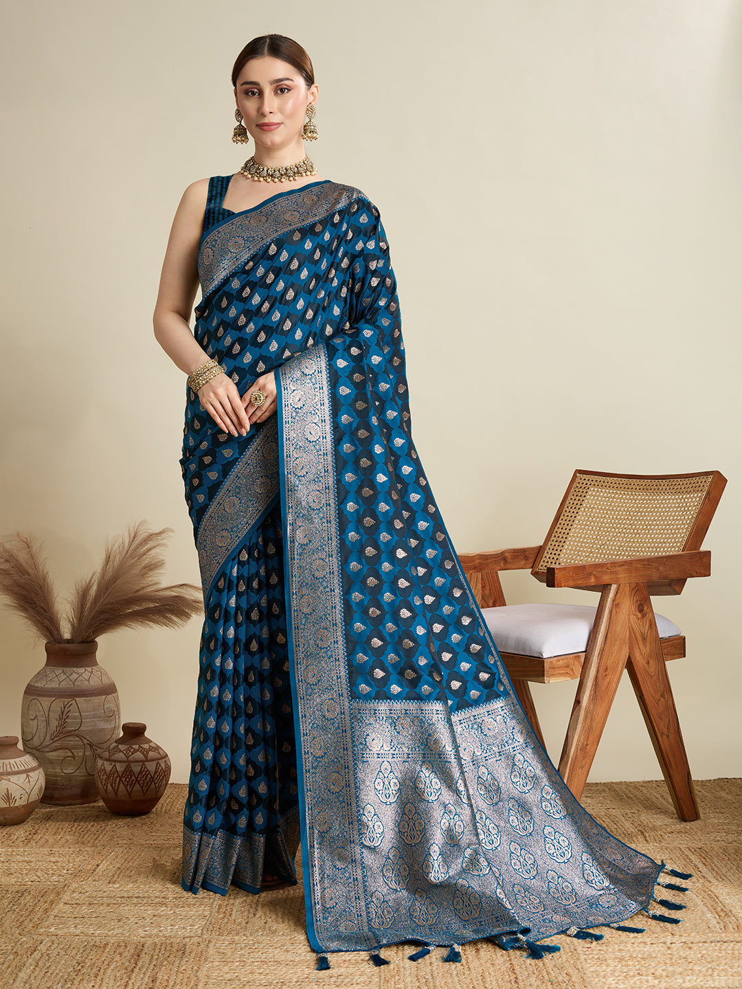Soft silk zari design  saree