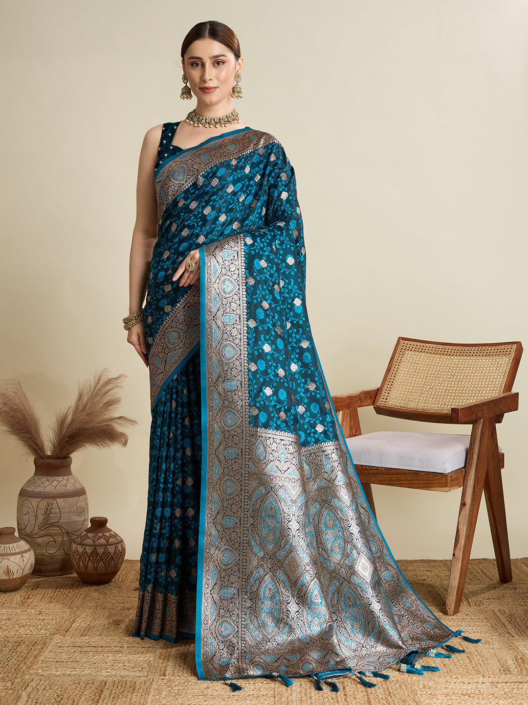 Soft silk zari design  saree