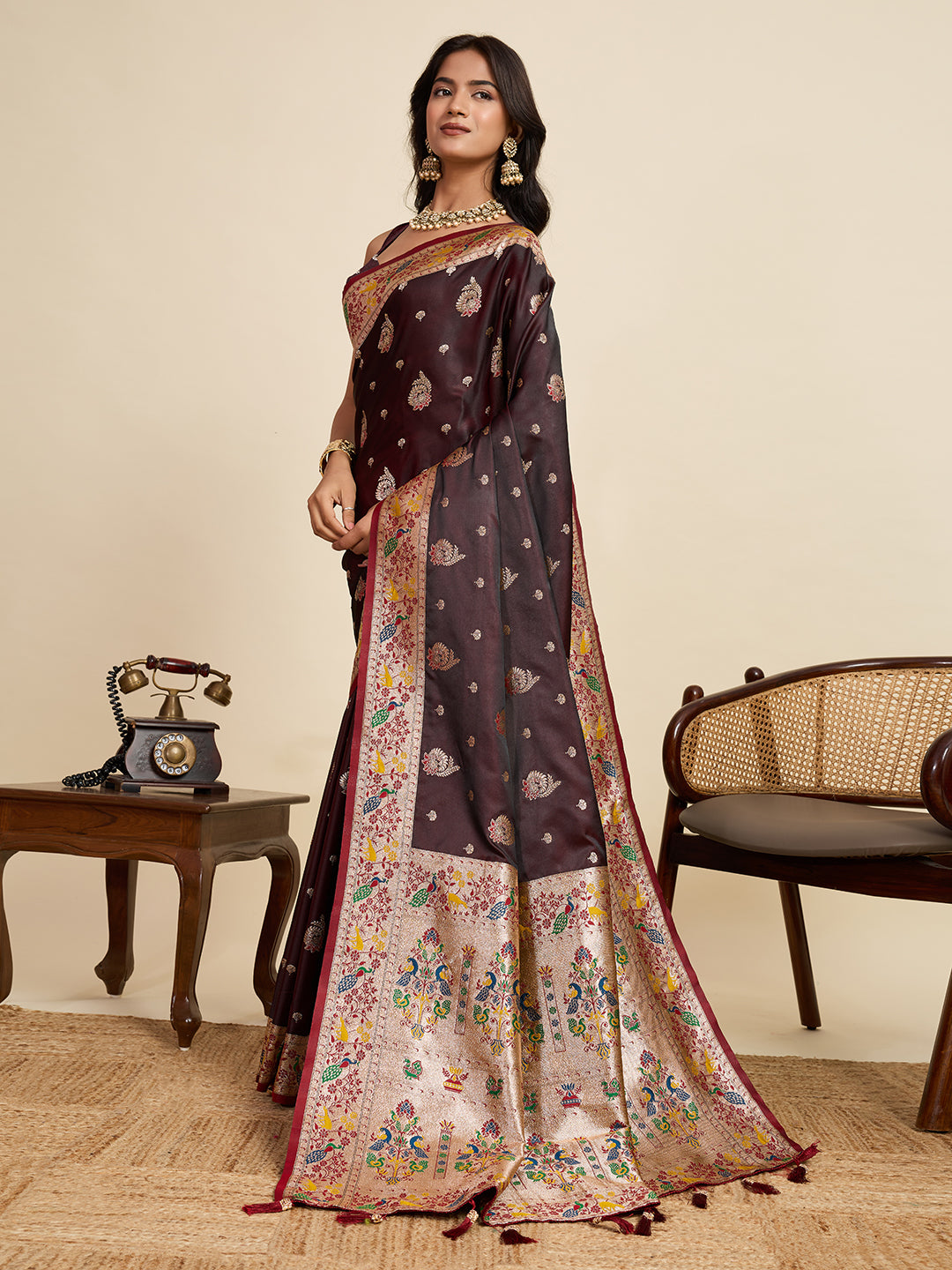 soft silk paithani design  saree