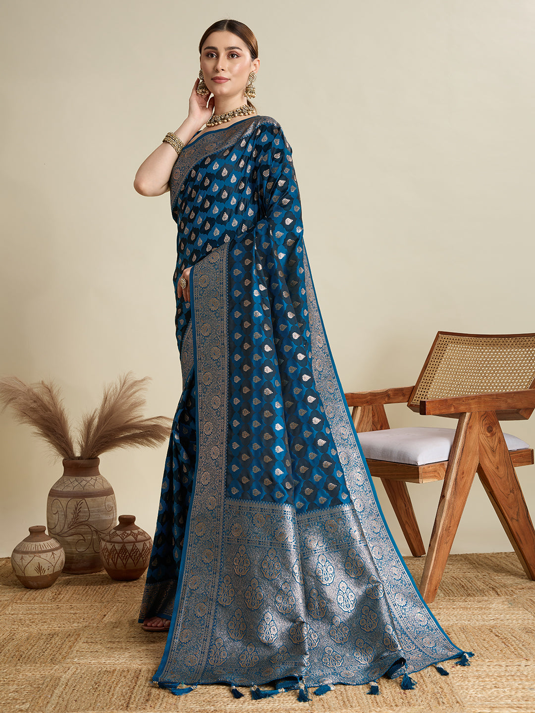 Soft silk zari design  saree