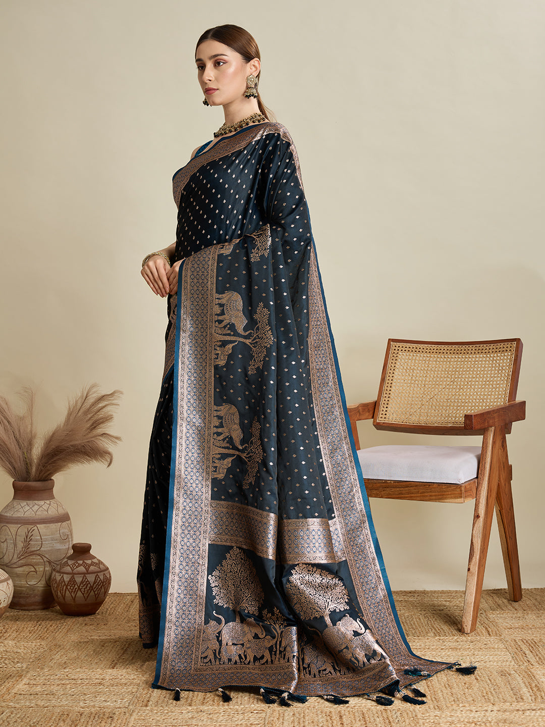 Soft silk zari design  saree