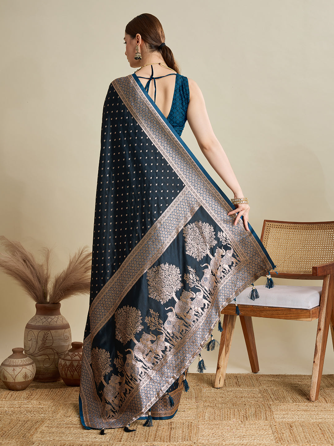 Soft silk zari design  saree